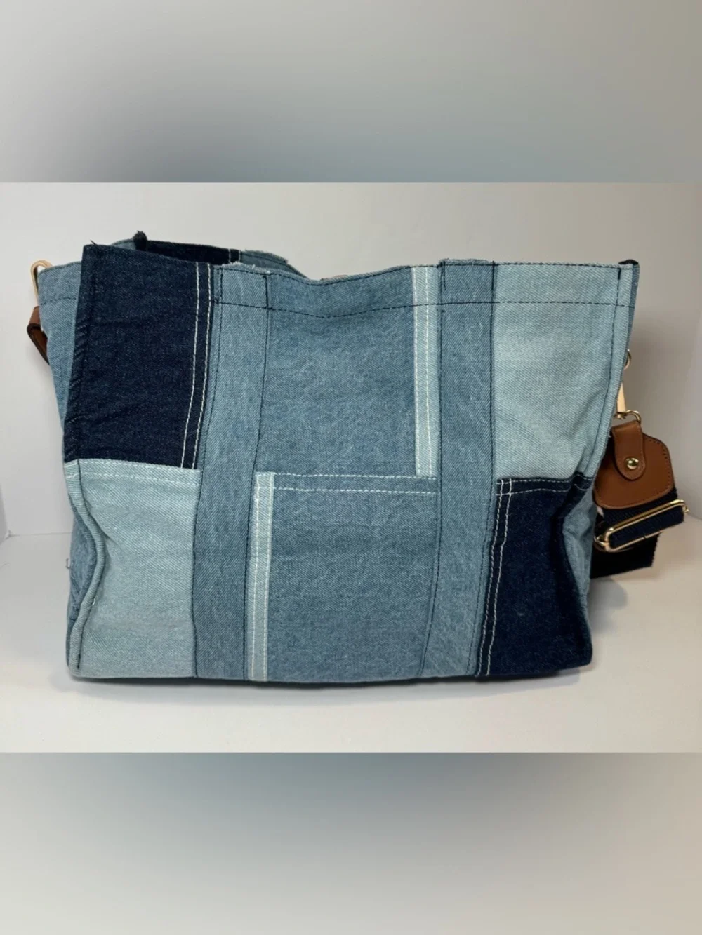 C&C California Denim Patchwork Tote Bag